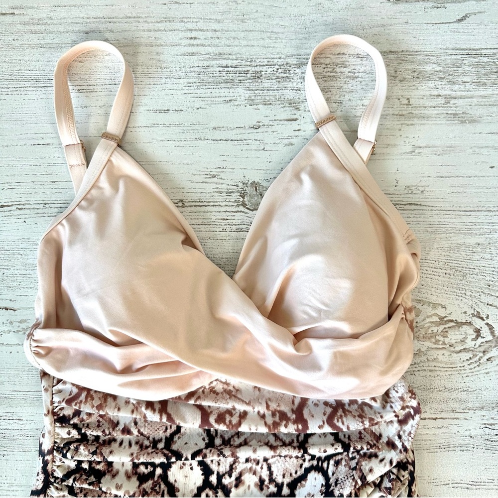 CALVIN KLEIN Snakeskin Python Ombré Wrap One Piece Swimsuit 8 - Picture 5 of 13